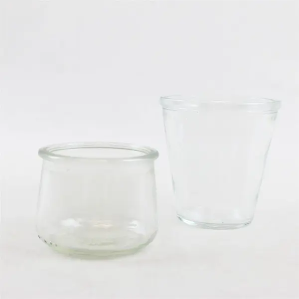 Lot of 2 Clear Glass Yogurt Dessert Cups 4.5in Small Serving