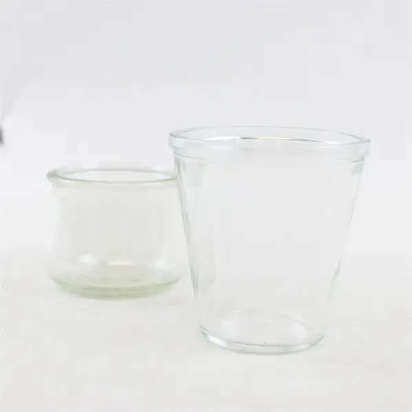 Lot of 2 Clear Glass Yogurt Dessert Cups 4.5in Small Serving