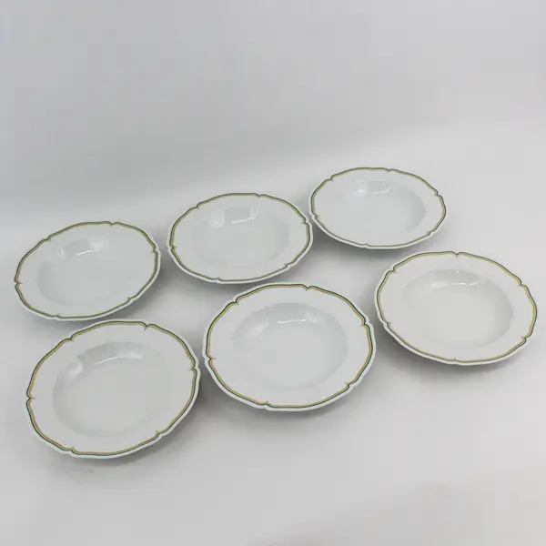 Set of 6 Vintage Haviland Limoges Centrelle wide Rim Soup or Cereal Bowls 8"