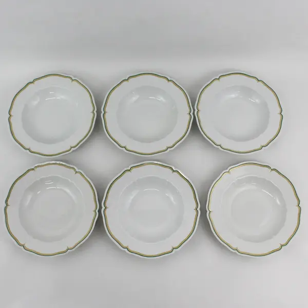 Set of 6 Vintage Haviland Limoges Centrelle wide Rim Soup or Cereal Bowls 8"