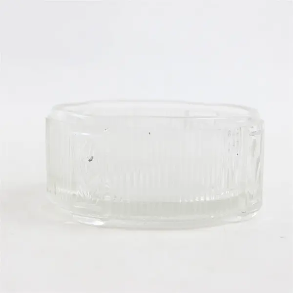 Vintage Art Deco Ribbed Floral Glass Vanity Powder Jar Trinket Dish NO LID