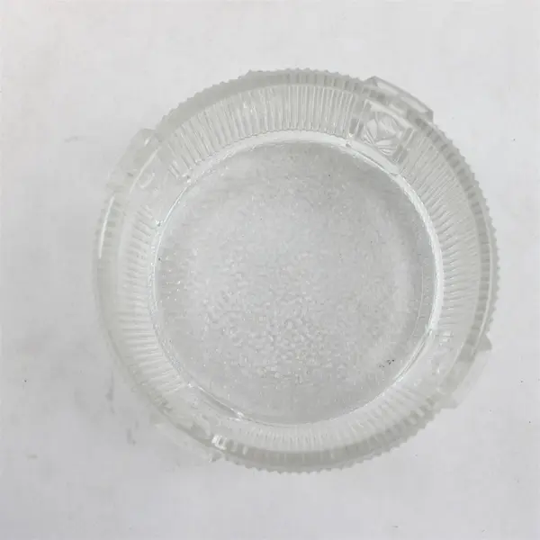 Vintage Art Deco Ribbed Floral Glass Vanity Powder Jar Trinket Dish NO LID