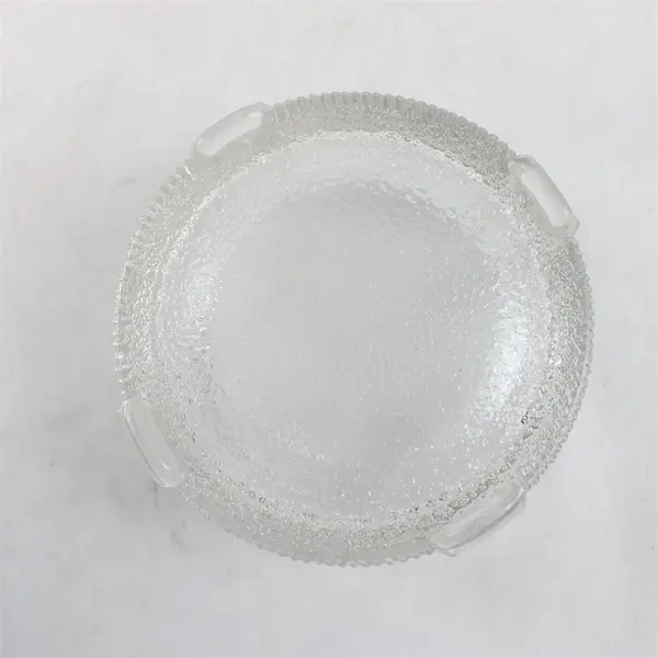 Vintage Art Deco Ribbed Floral Glass Vanity Powder Jar Trinket Dish NO LID