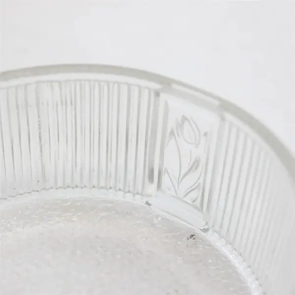 Vintage Art Deco Ribbed Floral Glass Vanity Powder Jar Trinket Dish NO LID