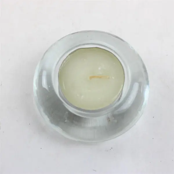 Lot of 2 Heavy Glass Candle Holders Tealight & Reversible Taper/Votive