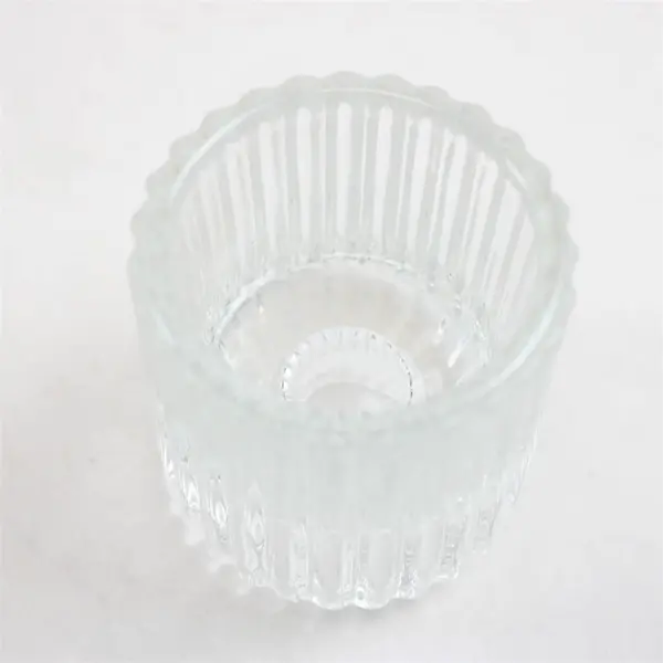 Lot of 2 Heavy Glass Candle Holders Tealight & Reversible Taper/Votive