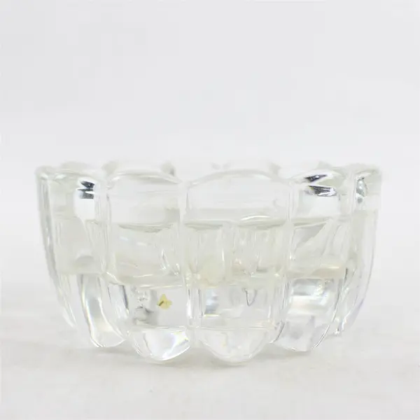 Princess House 3-Way Ribbed Scalloped Glass Candle Holder Collectible