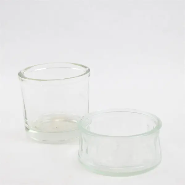 Lot of 2 Clear Glass Votive Candle Holders Tea Light Holders