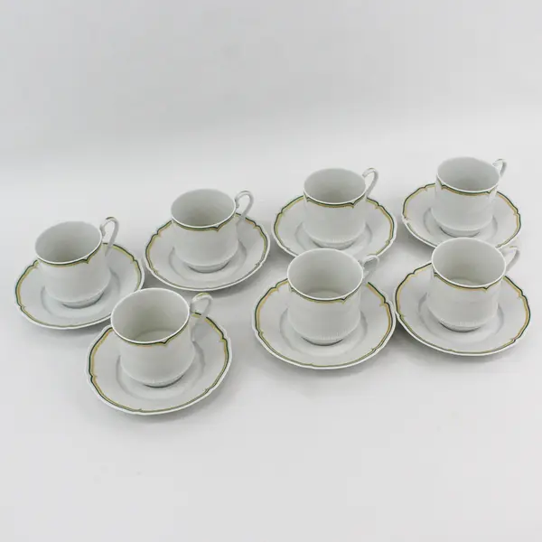 Set of 7 Vintage Haviland Limoges Centelle Porcelain Coffee Cups & Saucers