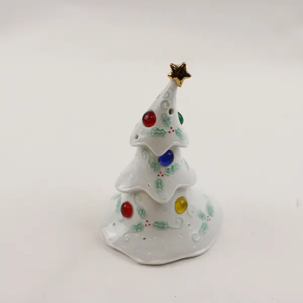 White Ceramic Christmas Tree Votive Candle Holder 7.5in Holiday New