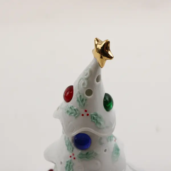 White Ceramic Christmas Tree Votive Candle Holder 7.5in Holiday New