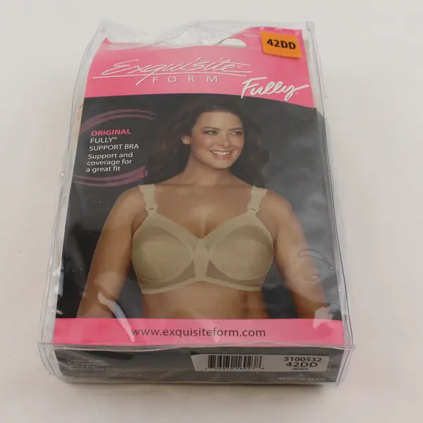 NWT Exquisite Form Women's 42DD Beige 5100532 Wireless Original Full Support Bra