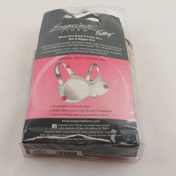 NWT Exquisite Form Women's 42DD Beige 5100532 Wireless Original Full Support Bra