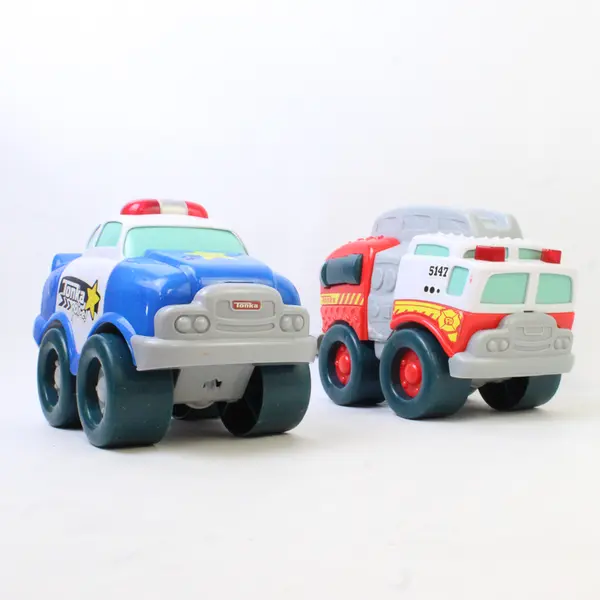 Lot of 2 Hasbro 2014 TONKA Fire Truck & Police Car Toys -Tested & Works
