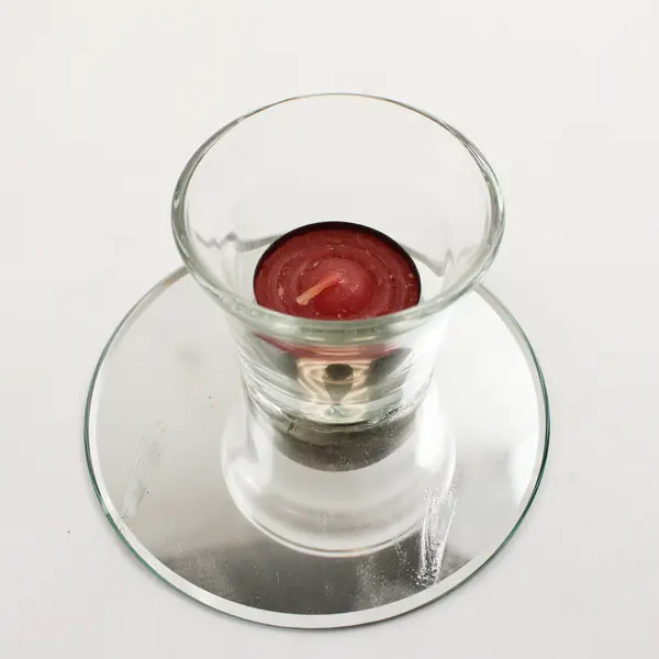 Set of 2 Clear Glass Tealight Holders with Mirrored Bases - Wedding