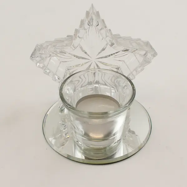 Set of 2 Clear Glass Tealight Holders with Mirrored Bases - Wedding