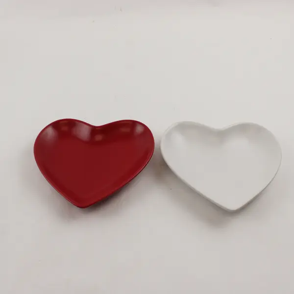 Chantal Heart Shaped Plates White & Red Dessert Set