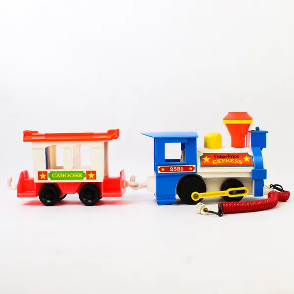 Lot of 2 Vintage Fisher Price Express Train 2581 Engine + Caboose 