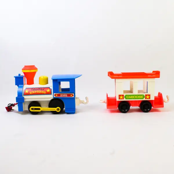 Lot of 2 Vintage Fisher Price Express Train 2581 Engine + Caboose 