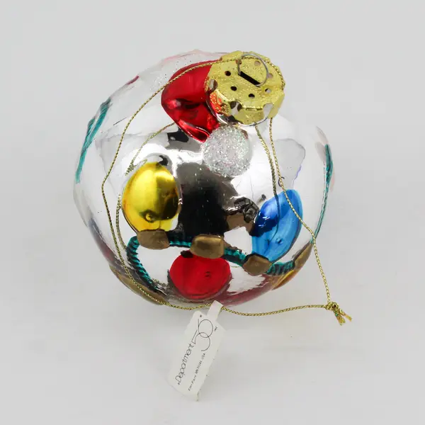 Department 56 Glass "Santa" Ball Ornament Hand Painted  3.75" Tall Very Good