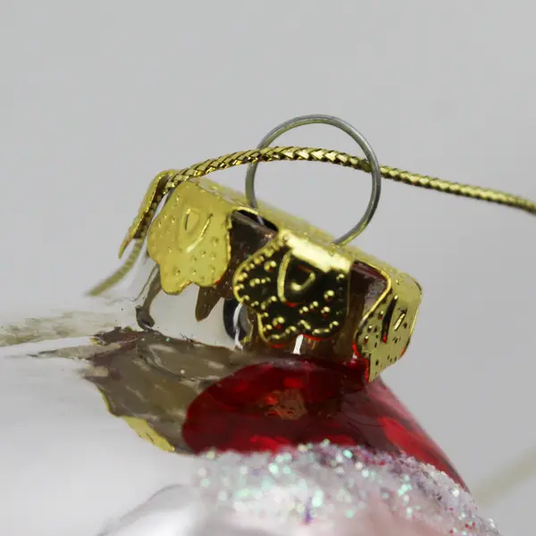 Department 56 Glass "Santa" Ball Ornament Hand Painted  3.75" Tall Very Good