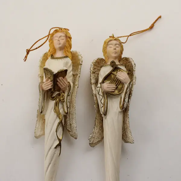 Vintage Set of 4 Angel Icicle Ornaments - Harp Choir Band Winged