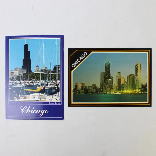Lot Of 2 Vintage Chicago Downtown Skyline Postcards Sears Tower