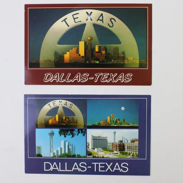 Lot Of 2 Vintage Dallas Texas Downtown Skyline Postcards