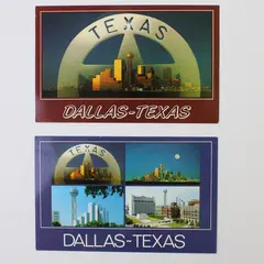 Lot Of 2 Vintage Dallas Texas Downtown Skyline Postcards