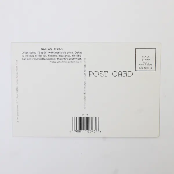 Lot Of 2 Vintage Dallas Texas Downtown Skyline Postcards