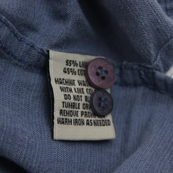 Solitude Men's L Blue Palm Linen/Cotton Blend Short Sleeve Button Down Shirt