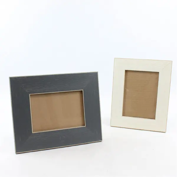 Lot of 2 Wooden 5x7 Picture Frames White & Blue Wall Mount Desk Display