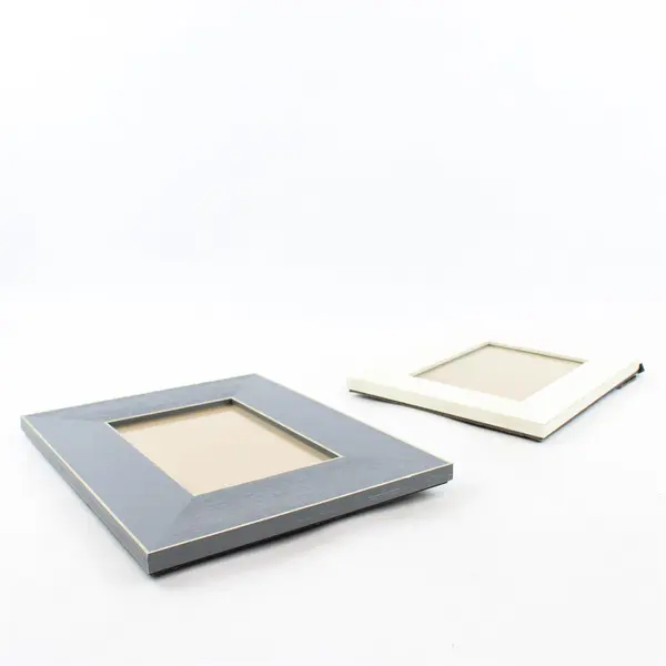 Lot of 2 Wooden 5x7 Picture Frames White & Blue Wall Mount Desk Display