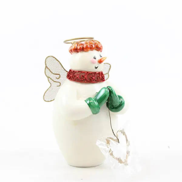 Kurt S Adler 6" Porcelain Angel Snowman Ornament "Jolly Holly-Days" Christmas