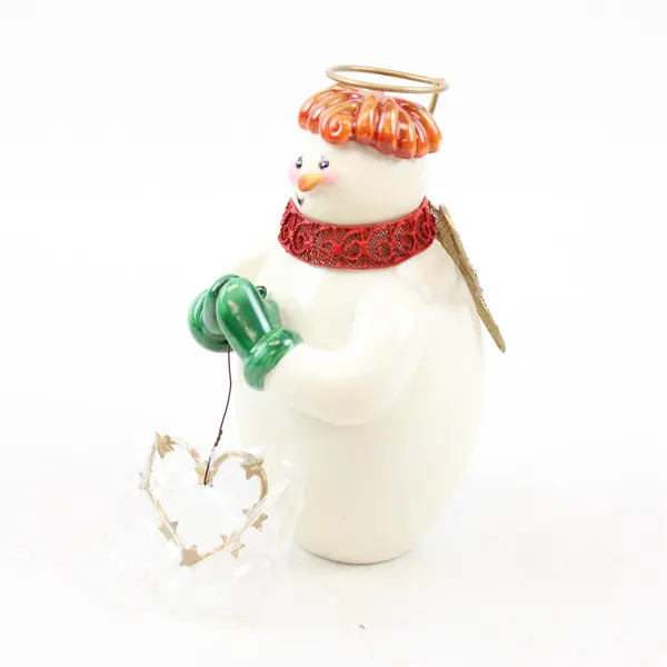 Kurt S Adler 6" Porcelain Angel Snowman Ornament "Jolly Holly-Days" Christmas