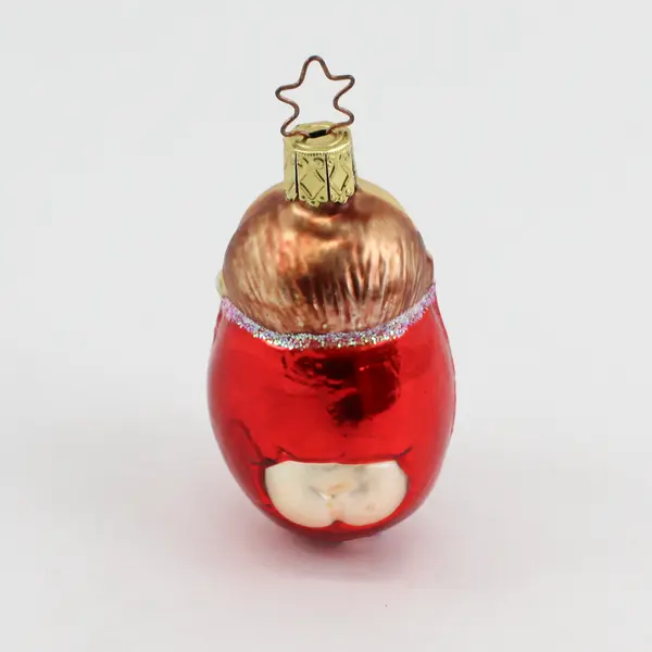 VTG Mouth-Blown Glass Hand-Painted Ornament Baby Holding Soccer Ball in Mouth 3"