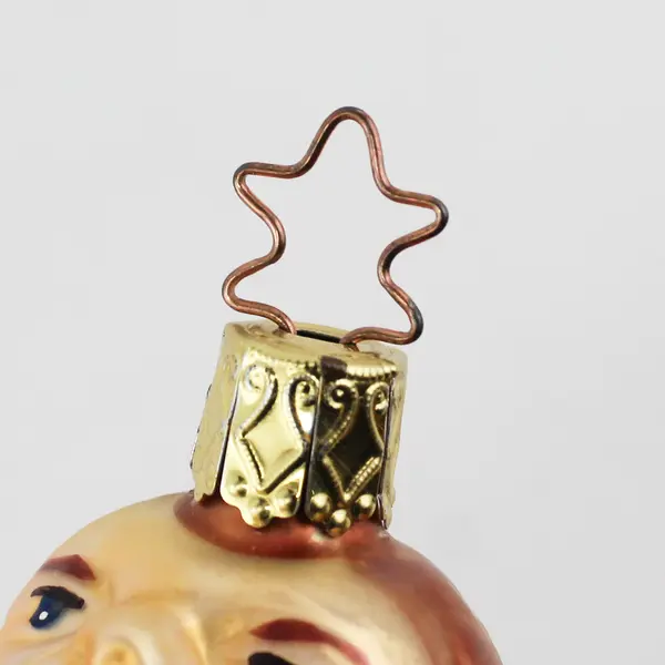 VTG Mouth-Blown Glass Hand-Painted Ornament Baby Holding Soccer Ball in Mouth 3"