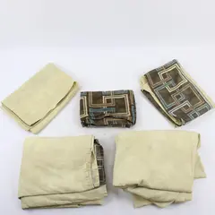 Lot Of 5 Unbranded Brown Double Bed Set Sham, 2 Pillowcases, Flat/Fitted Sheet