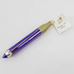 Golden Bell Collection Mouth-Blown 6" Purple Pencil Shaped Glass Ornament VG