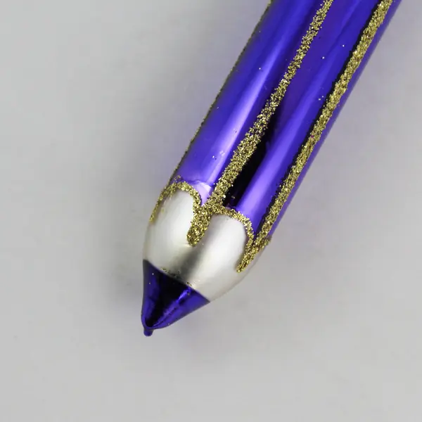 Golden Bell Collection Mouth-Blown 6" Purple Pencil Shaped Glass Ornament VG