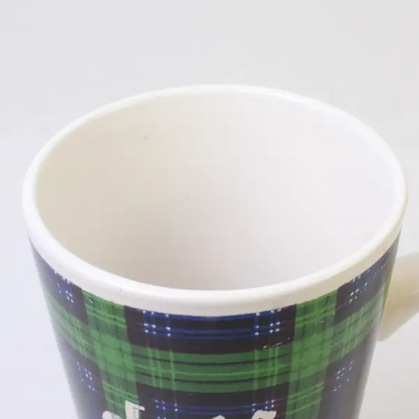 MSRF Inc Design Studio "Dog Dad" Blue/Green Gingham Ceramic Coffee Mug 6.25"