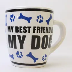 DEI "My Best Friend Is My Dog" Blue On White Large Ceramic Coffee Mug 5.25"