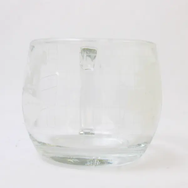 Vintage Nestle Nescafe Etched Clear Glass Globe Mug With Handle 3.25" Tall