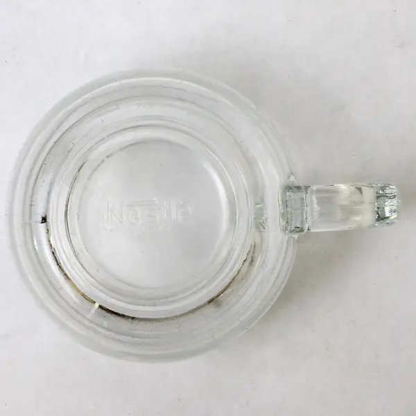 Vintage Nestle Nescafe Etched Clear Glass Globe Mug With Handle 3.25" Tall