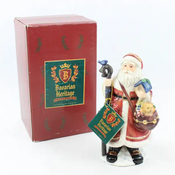 Bavarian Heritage Christmas Cheer Santa w/ Bear Figurine BH1010