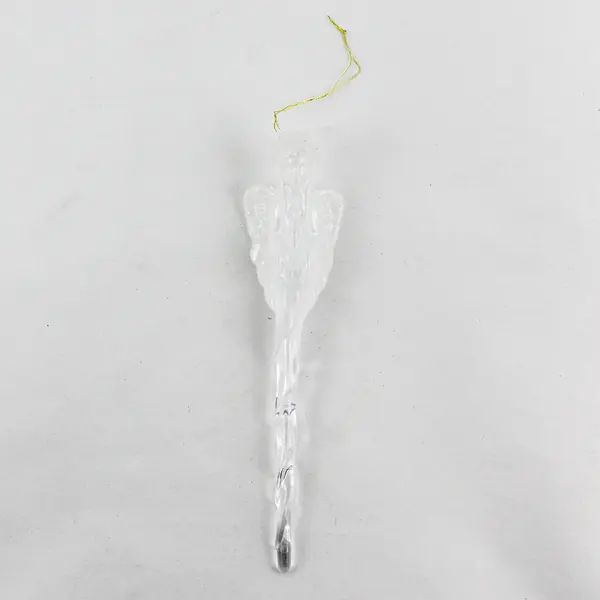 Vintage Angel Icicle Acrylic 8" Tall Hanging Ornament White Embellished VG