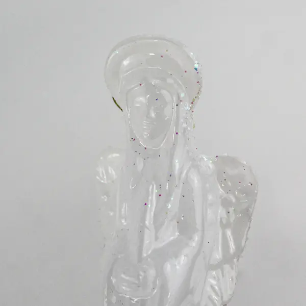 Vintage Angel Icicle Acrylic 8" Tall Hanging Ornament White Embellished VG