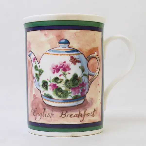 Heirloom Ceramic Teapot/Cup Printed Ceramic Mug With Handle 4.25" Tall