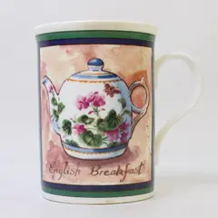 Heirloom Ceramic Teapot/Cup Printed Ceramic Mug With Handle 4.25" Tall
