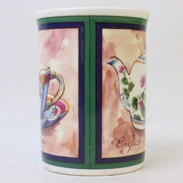 Heirloom Ceramic Teapot/Cup Printed Ceramic Mug With Handle 4.25" Tall